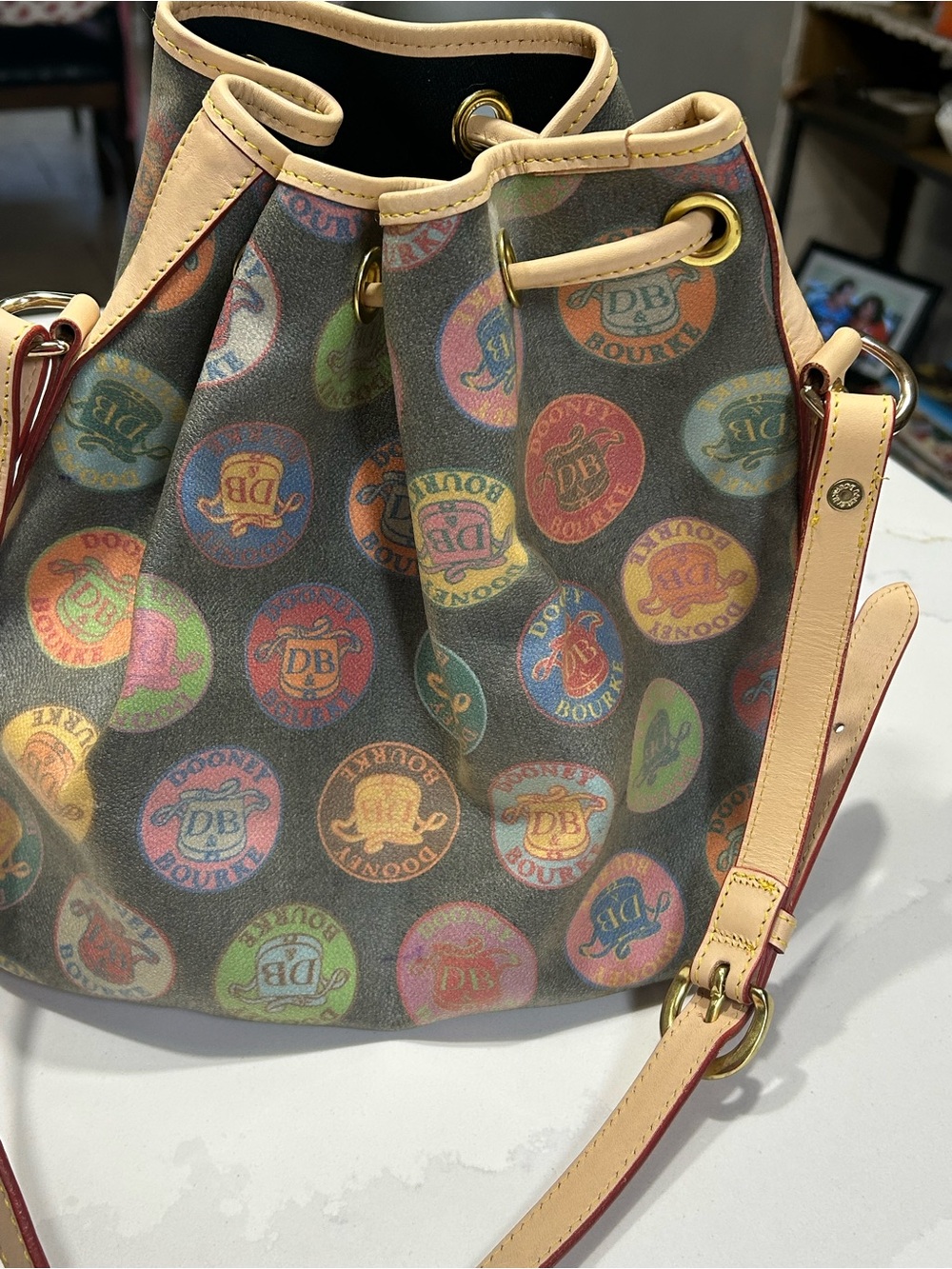 Dooney & Bourke Multicolor Signature Drawstring Bucket Bag - Picture 4 of 12